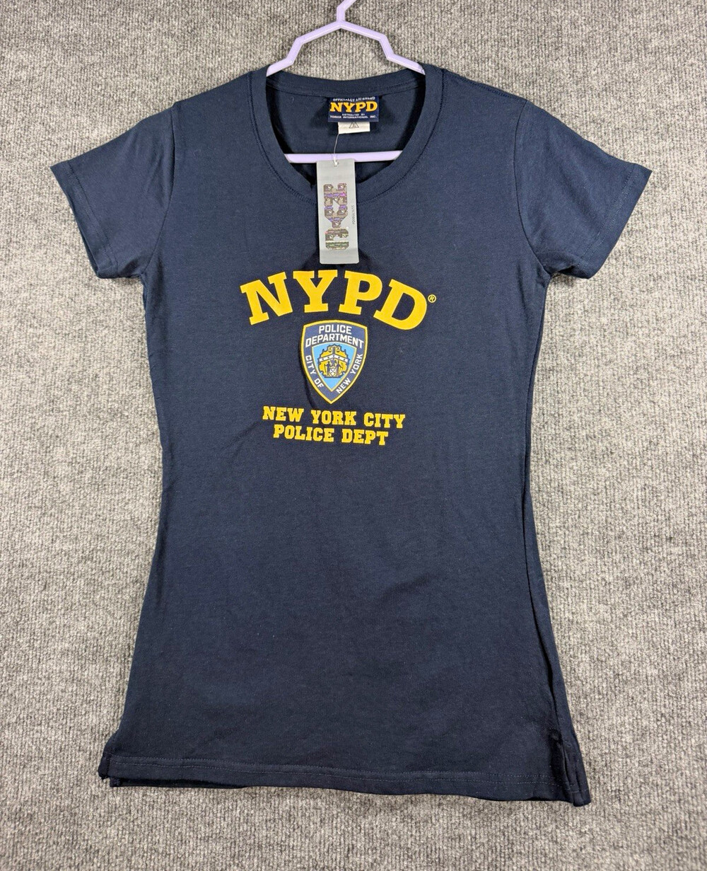 NYPD Women's XL Navy Graphic Logo Crew Neck Short Sleeve Slim Fit Tee